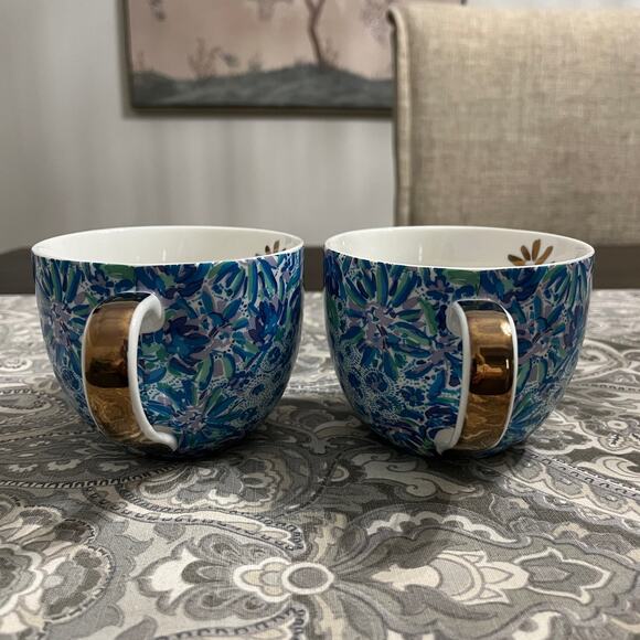 Lilly Pulitzer 12 oz  Coffee Tea Ceramic Mugs Set Of 2 - Picture 3 of 6